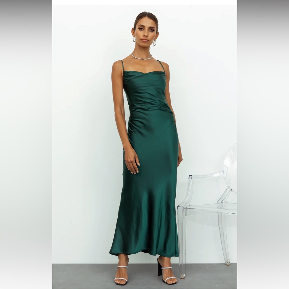Kissin All Night Satin Maxi Dress Teal